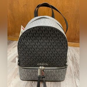 Michael Kors Rhea Signature Logo Colorblock Zip Medium Backpack